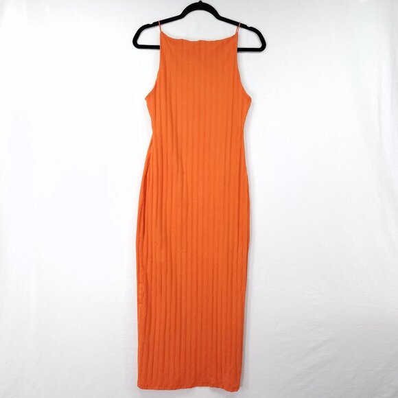 Zara Dresses & Skirts - Zara Women Large Orange Strappy Ribbed Maxi Slip Dress